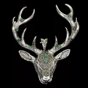 Multi Gemstone Stag Head Pendant dd